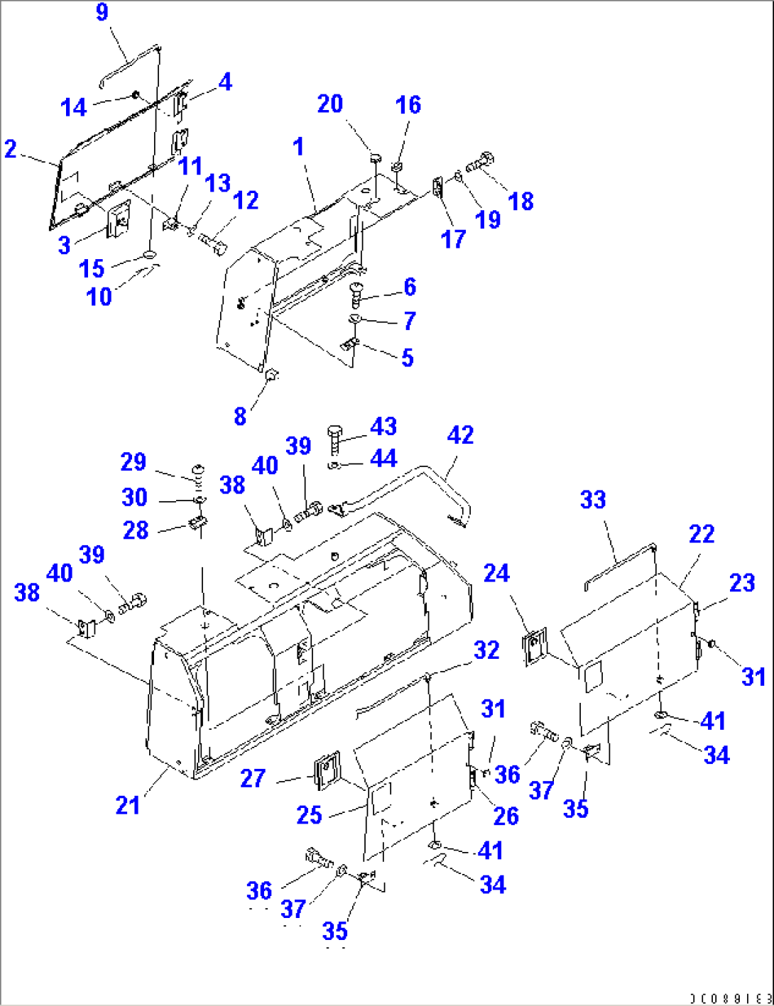 FENDER COVER (FILTER AND BATTERY COVER) (WITH HANDRAIL) (FOR 6WAY PAT DOZER)