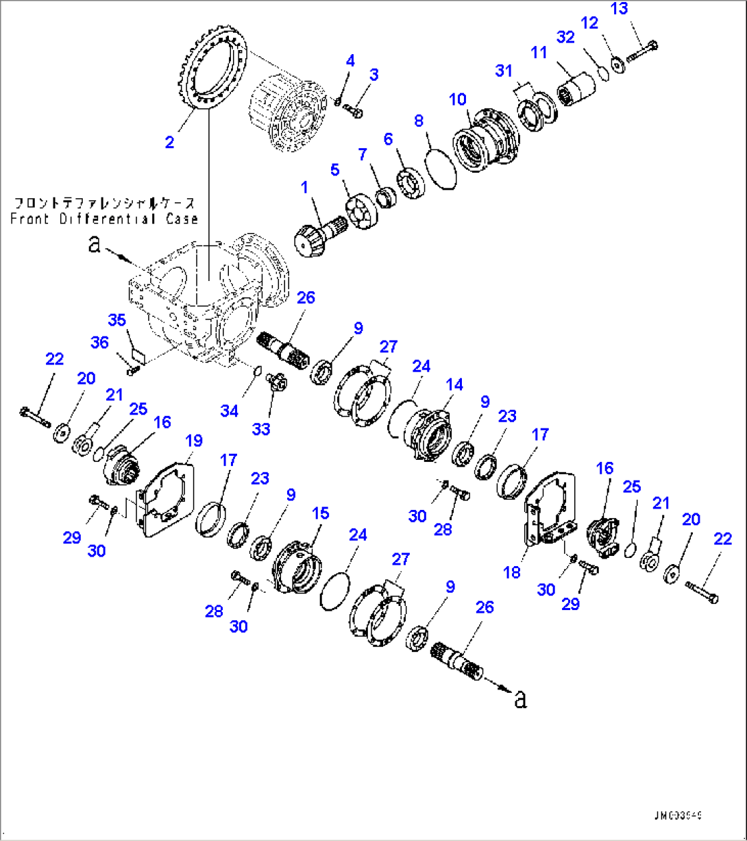 Front Differential Gear Unit, Pinion and Cage (#2914-)