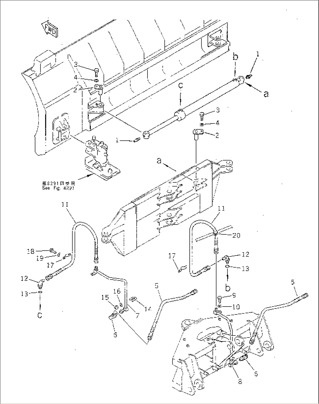 SIDE SHIFT¤ PITCH AND ANGLE SNOW PLOW (SIDE SHIFT CYLINDER LINE) (WITH SHOCK CANCEL BLADE)