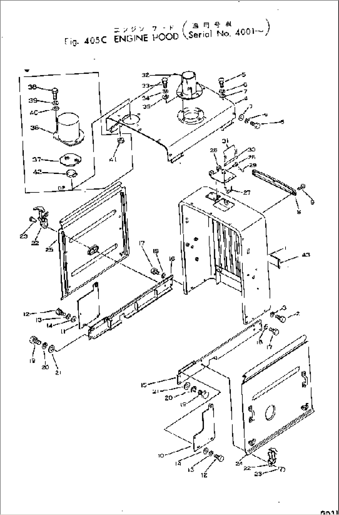 ENGINE HOOD AND ENGINE SIDE PANEL