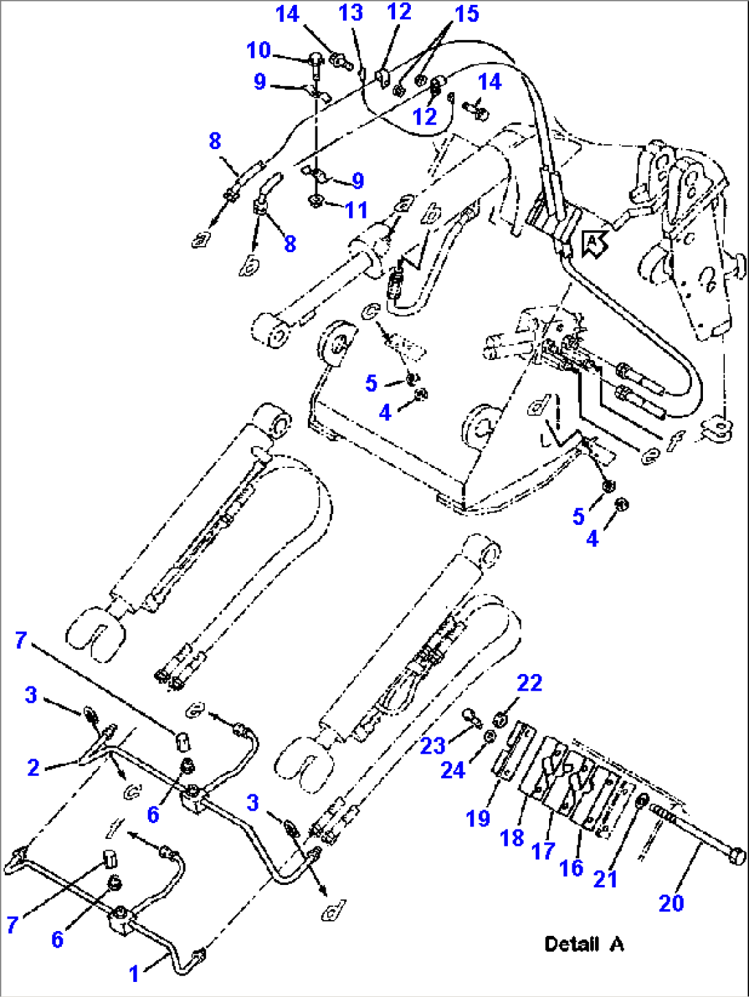 FIG. H4200-02A0 HYDRAULIC PIPING - LIFT CYLINDER AND DUMP CYLINDER LINES