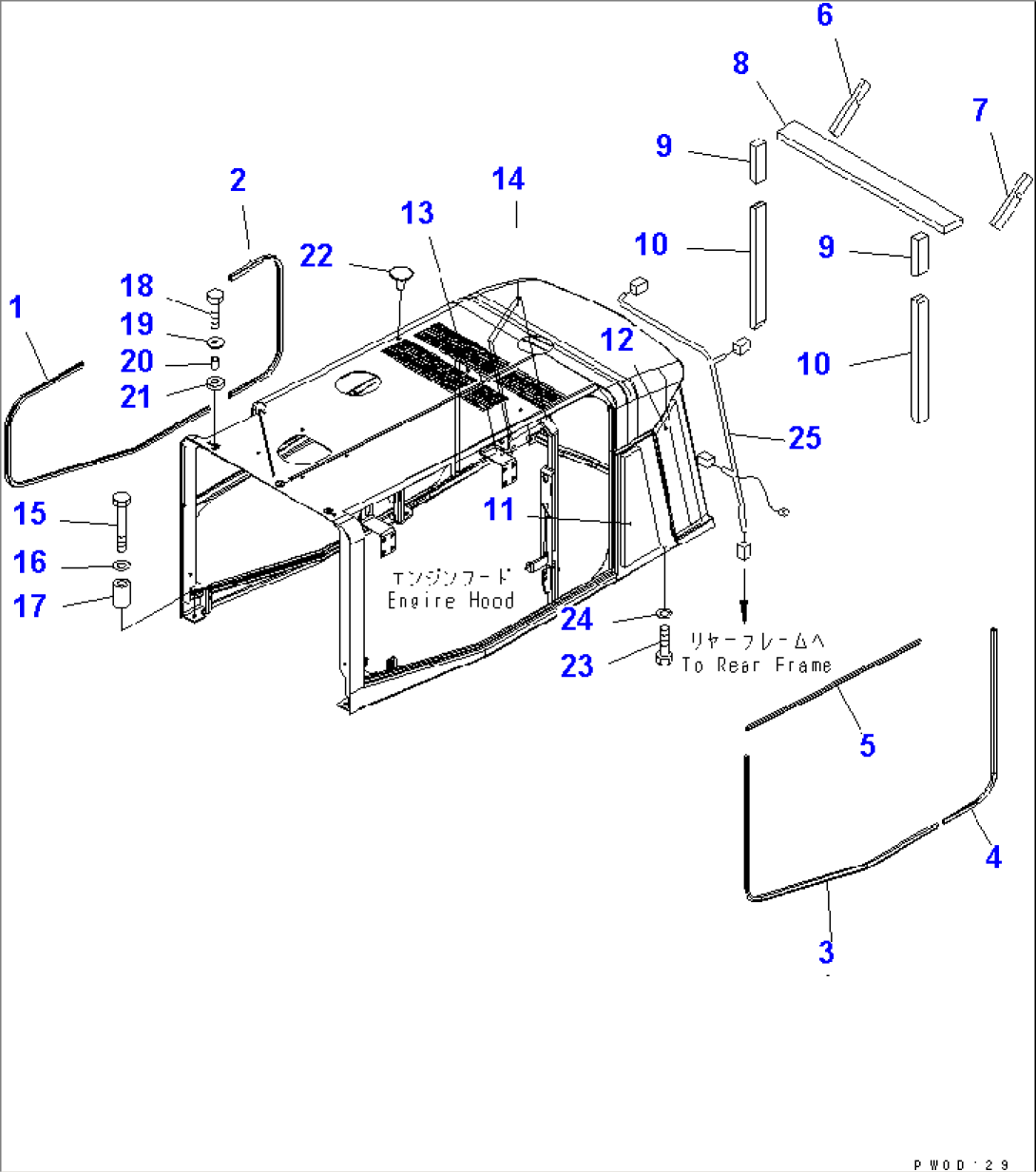 HOOD (SHEET AND MOUNTING PARTS) (FOR FULL FENDER)