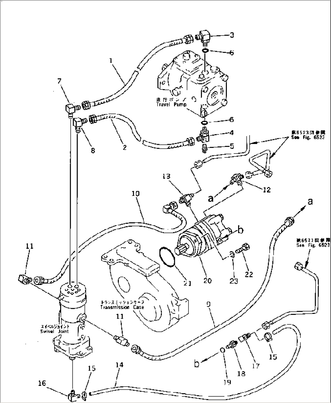 HYDRAULIC PIPING (TRAVEL MOTOR LINE)