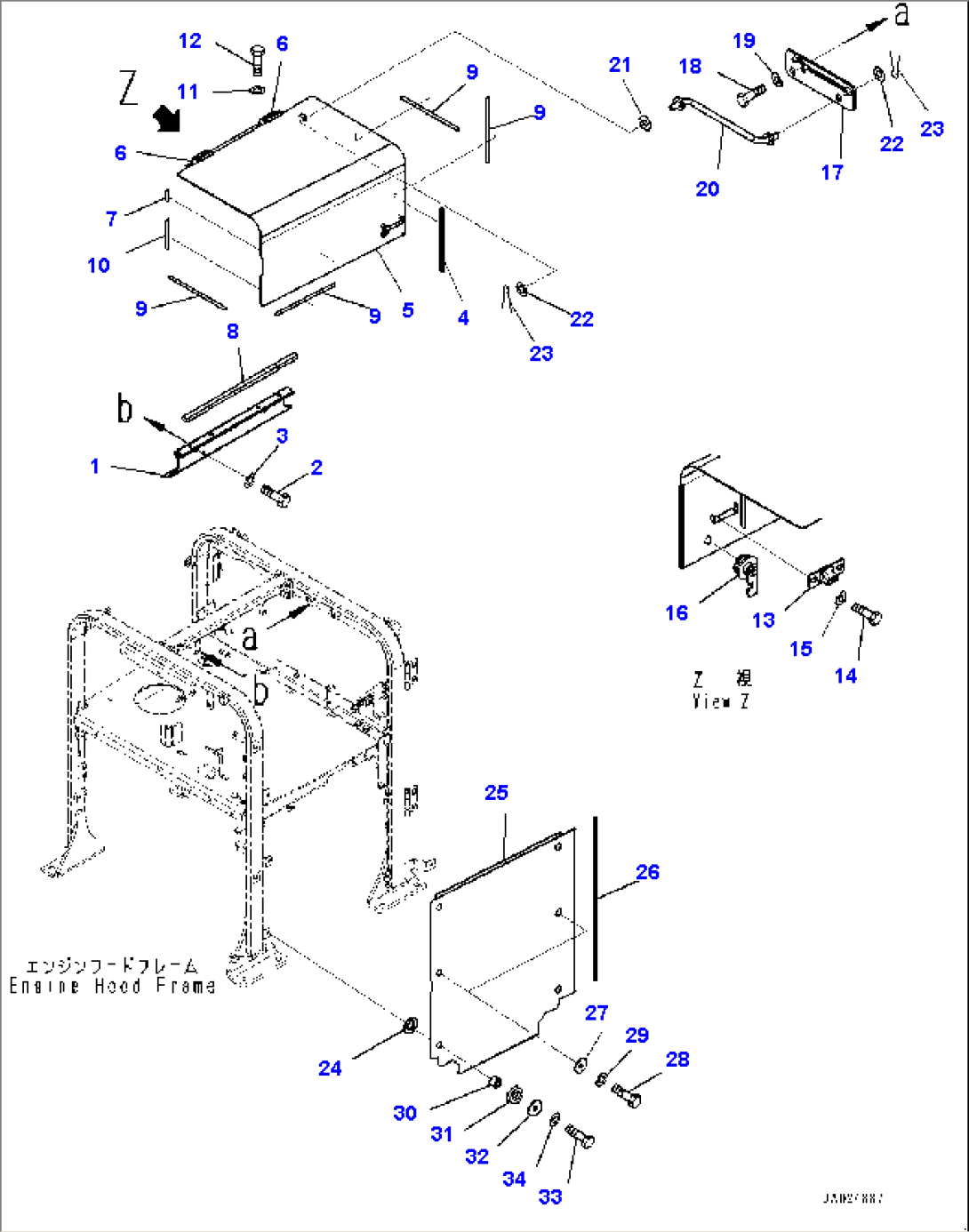 Engine Hood, Hood Front Cover (#1001-)