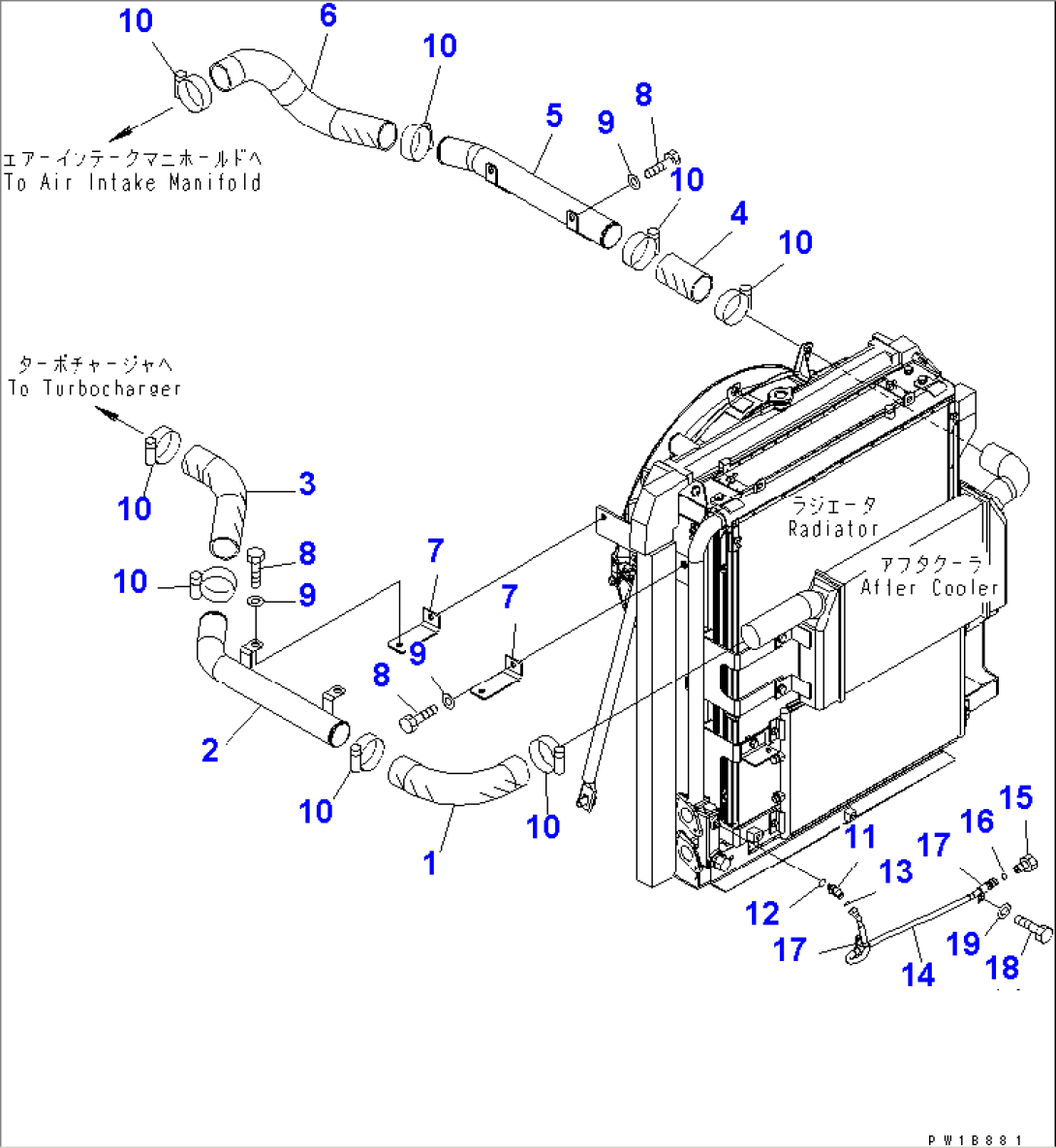 COOLING (AFTER COOLER PIPING) (WITH AIR CONDITIONER)(#200001-250000)