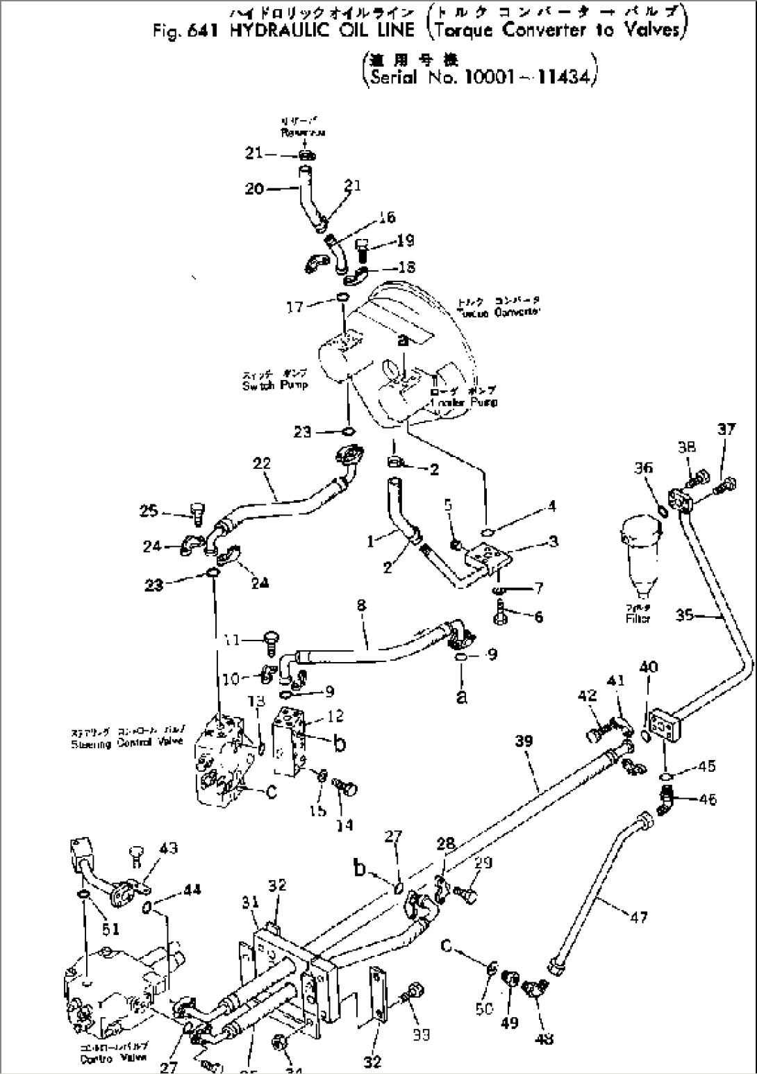 HYDRAULIC OIL LINE (TORQUE CONVERTER TO VALVE)(#10001-11434)