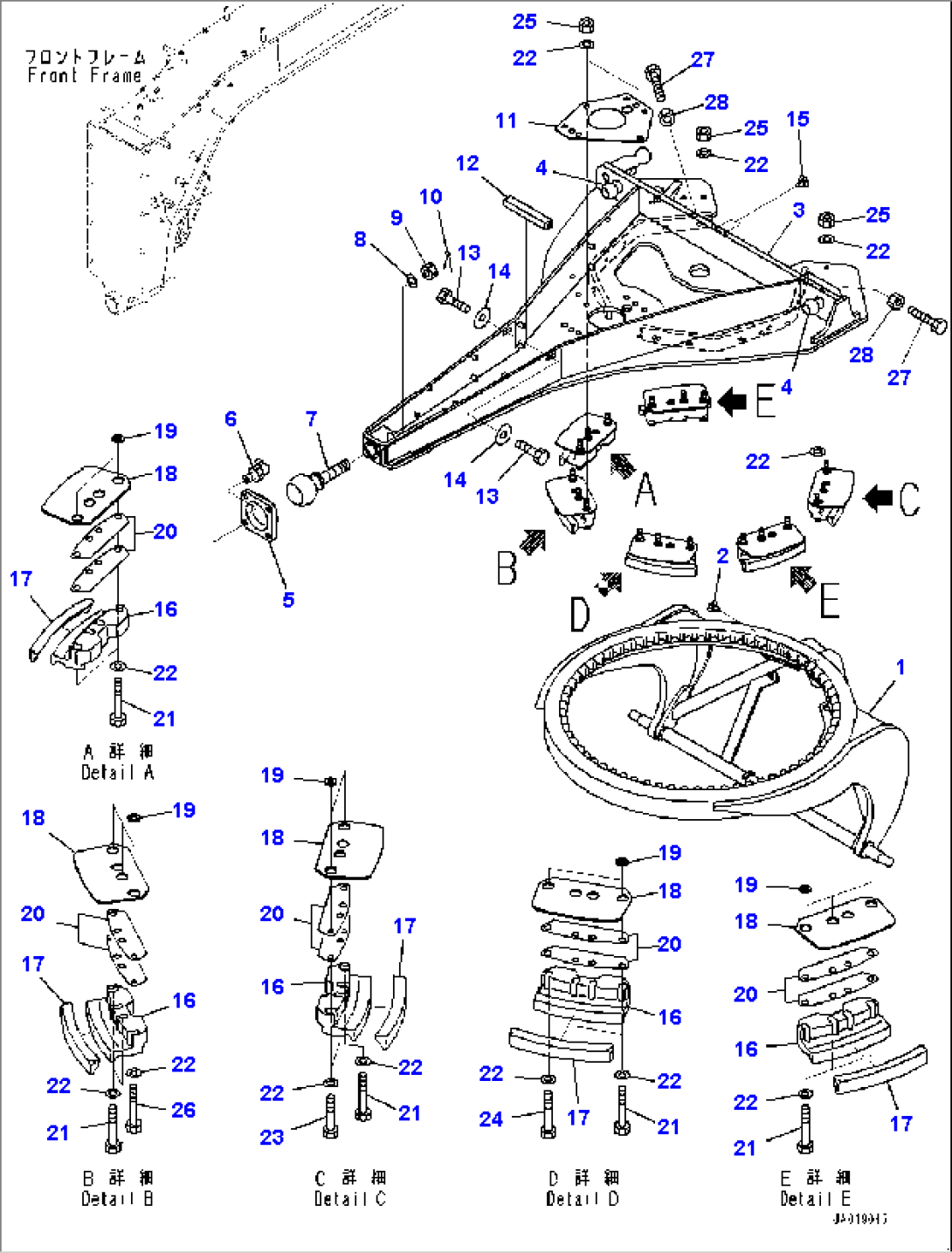 Circle Drawbar, Drawbar and Support (#60001-)