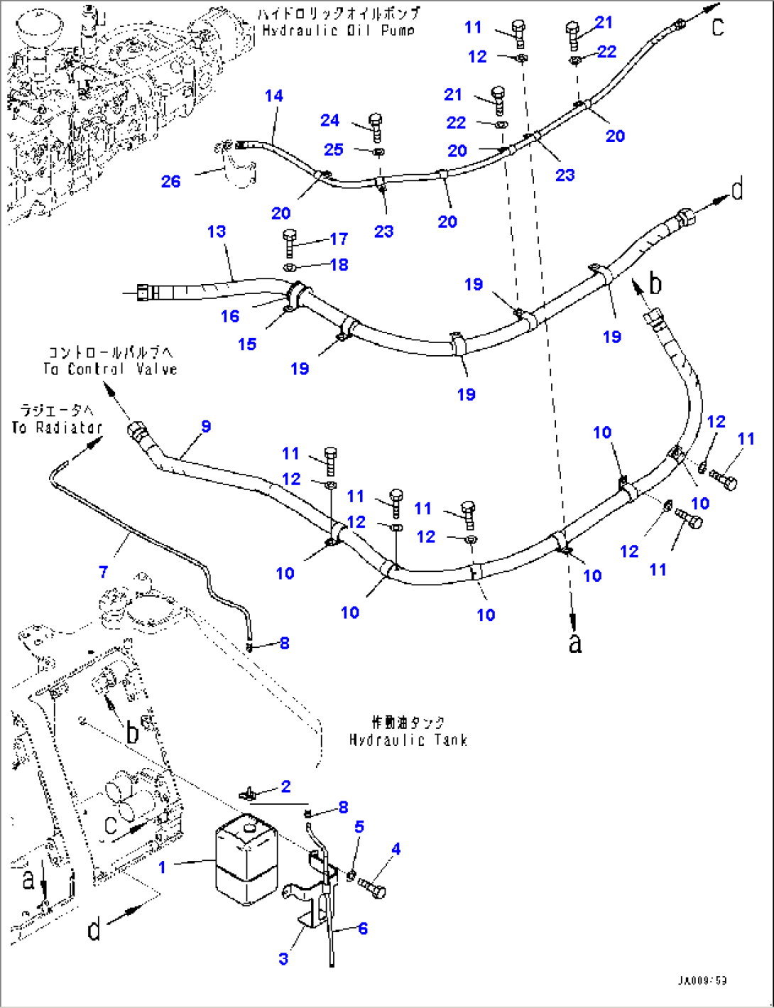 Hydraulic Tank, Reservoir Tank and Piping (#30001-)