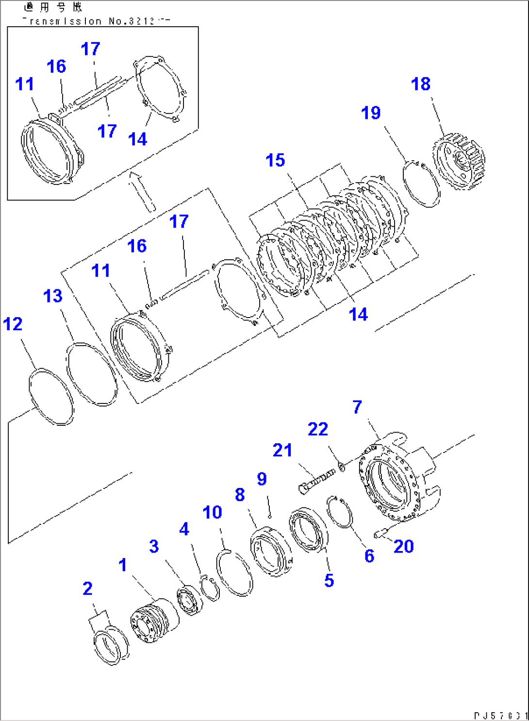 TRANSMISSION (1ST CLUTCH)(#10001-10554)