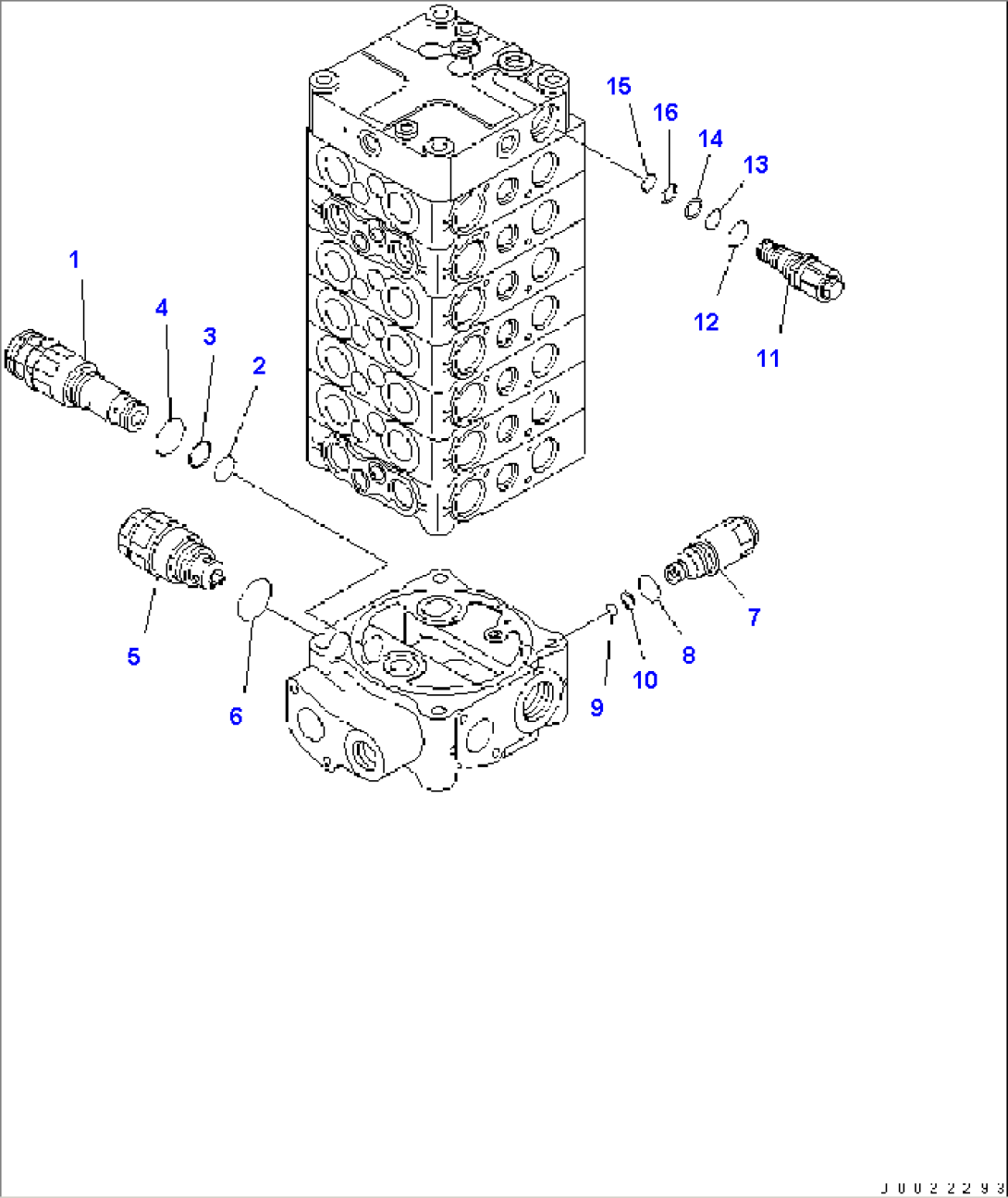 MAIN VALVE (7-SPOOL) (6/9) (FOR ONE-PIECE BOOM)