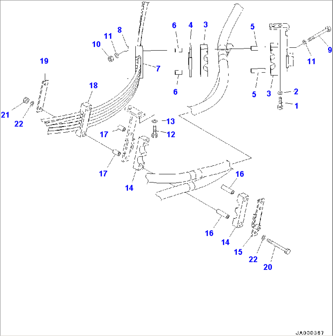 Hydraulic Piping, Work Equipment Control Proportional Pressure Control (PPC) Piping Mounting (#70883-)