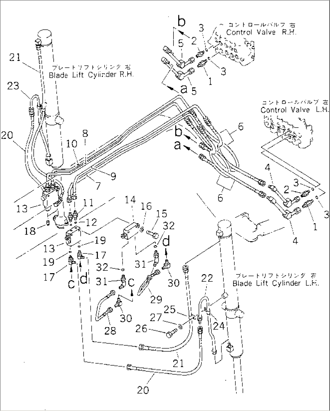 HYDRAULIC PIPING (BLADE LIFT CYLINDER LINE)(#60050-)