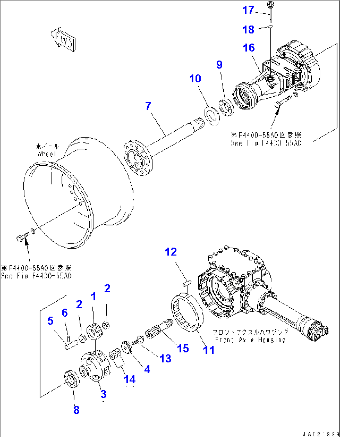 FRONT AXLE (FINAL DRIVE AND HOUSING¤ L.H.)(#72735-)