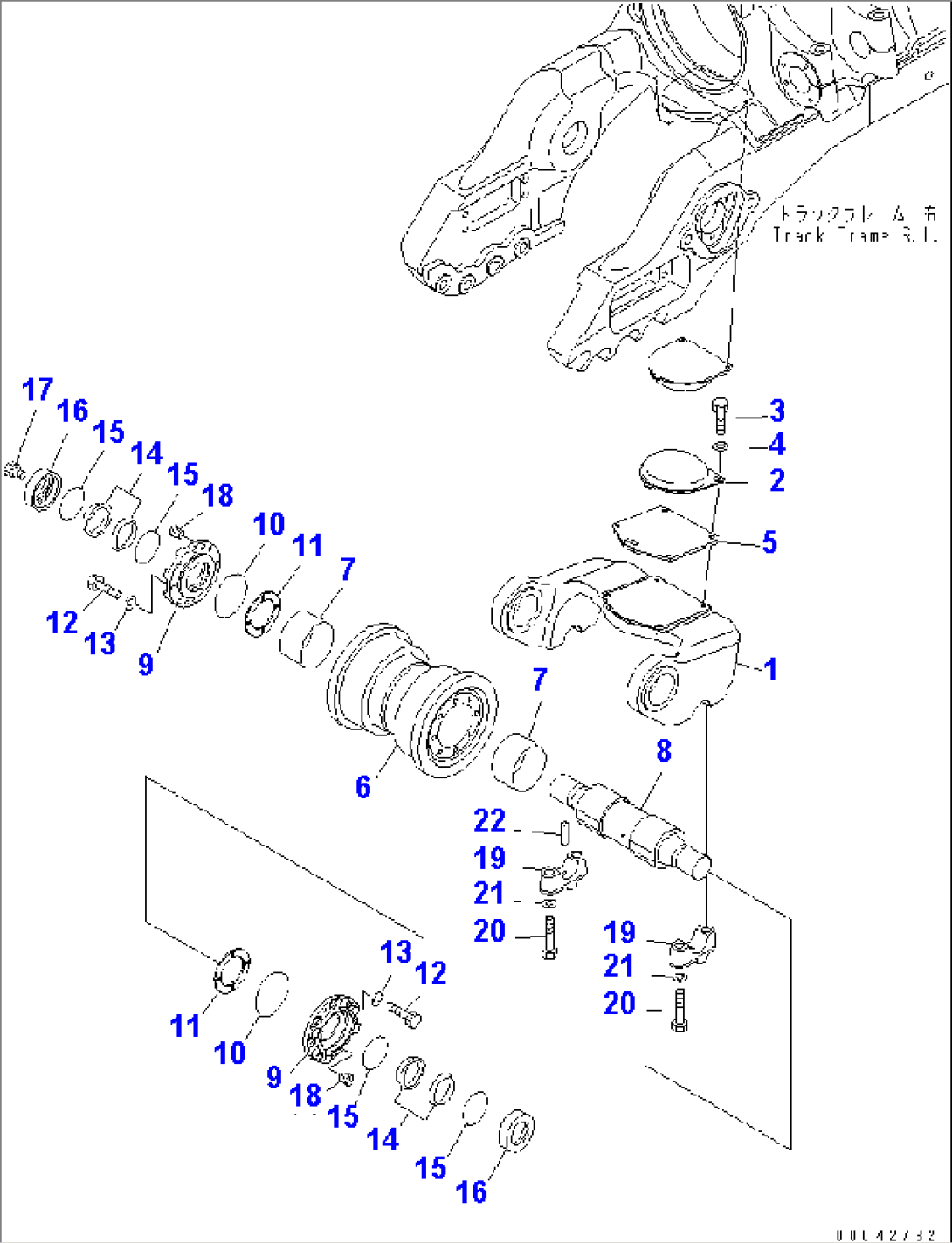 TRACK FRAME (FIRST BOGIE) (WITH SINGLE TRACK ROLLER) (R.H.)(#35001-)