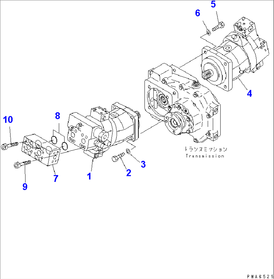 TRAVEL MOTOR AND MOUNTING PARTS