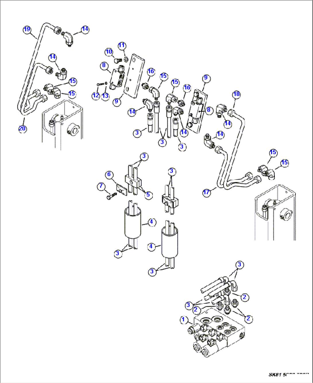 T6103-01A1 REAR OUTRIGGERS PIPING - VALVE TO OUTRIGGERS