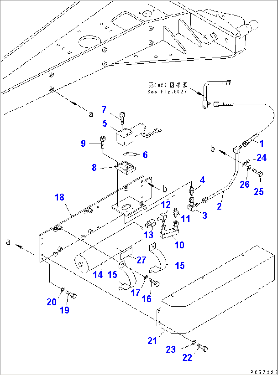 HYDRAULIC PIPING (2ND BLADE ACCUMULATOR LINE) (DOUBLE BLADE SPEC.)(#12001-)