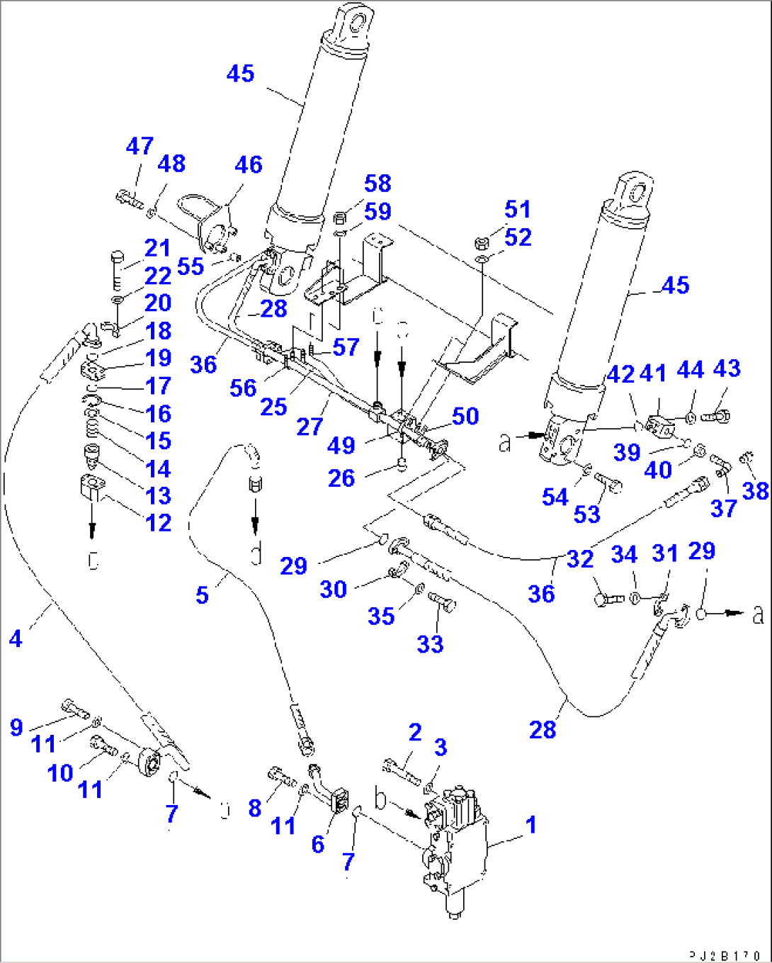 HYDRAULIC PIPING (HOIST CYLINDER LINE)(#2001-)