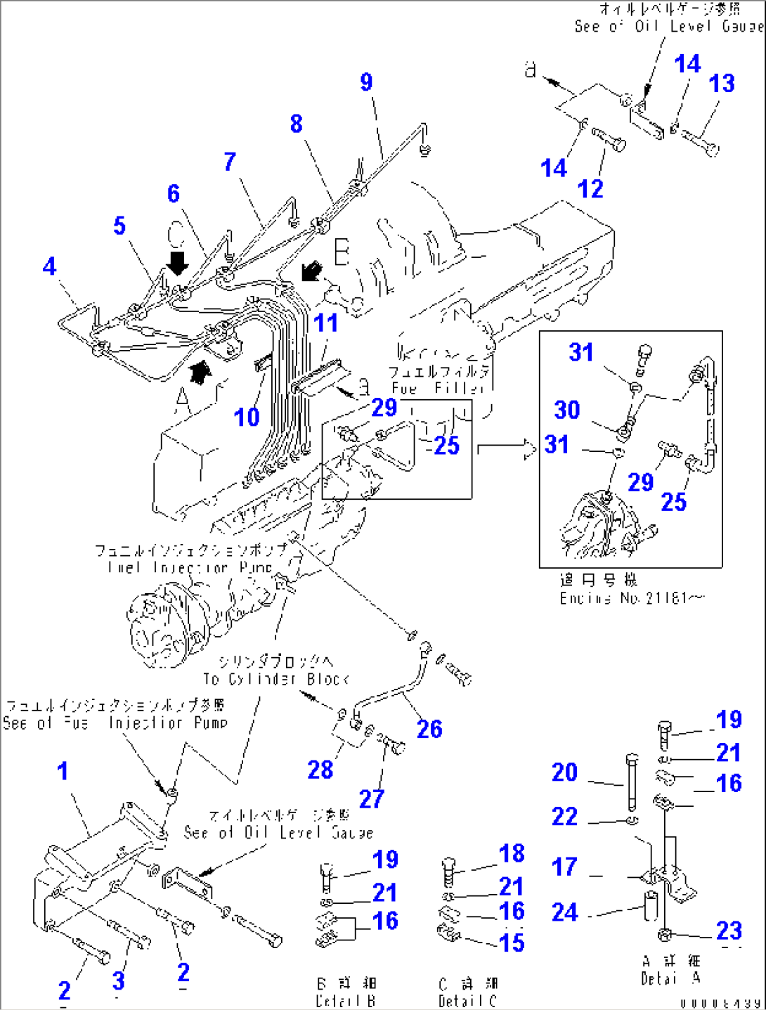 FUEL INJECTION PUMP BRACKET AND FUEL PIPING(#17220-)