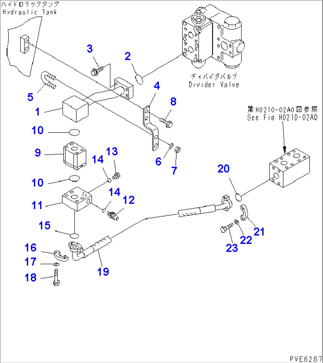 HYDRAULIC PIPING (DIVIDER VALVE¤ TANK PORT) (WITH EMERGENCY STEERING)