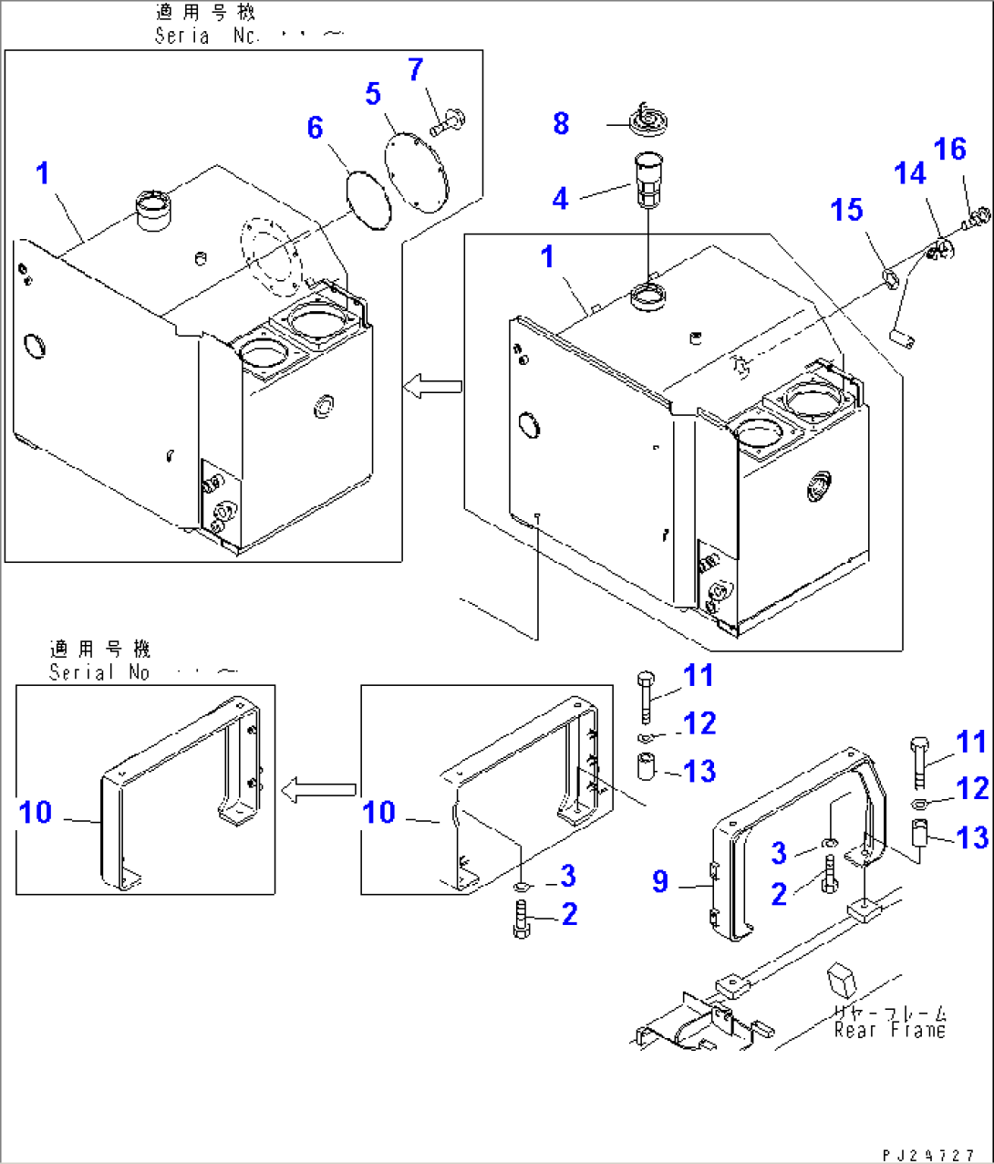 FUEL¤ HYDRAULIC TANK AND MOUNTING PARTS(#50001-51000)