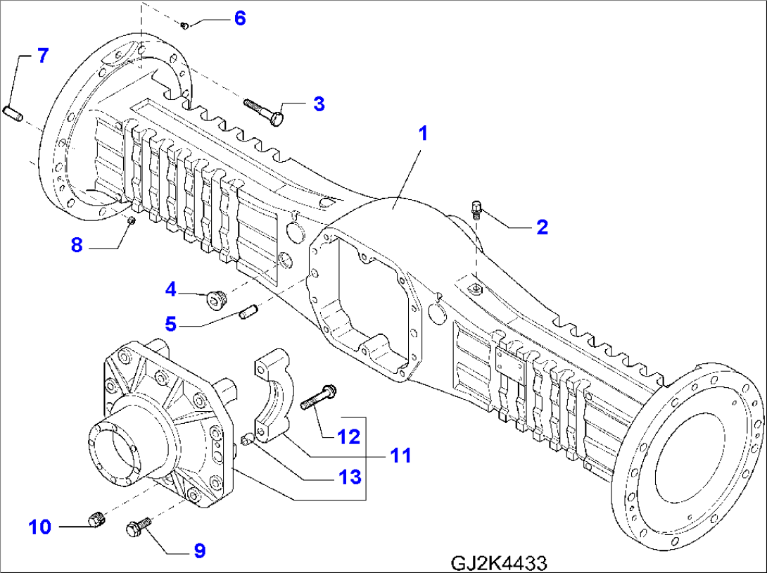FRONT AXLE, HOUSING AND RELATED PARTS, AXLE WITH 25% LIMITED SLIP