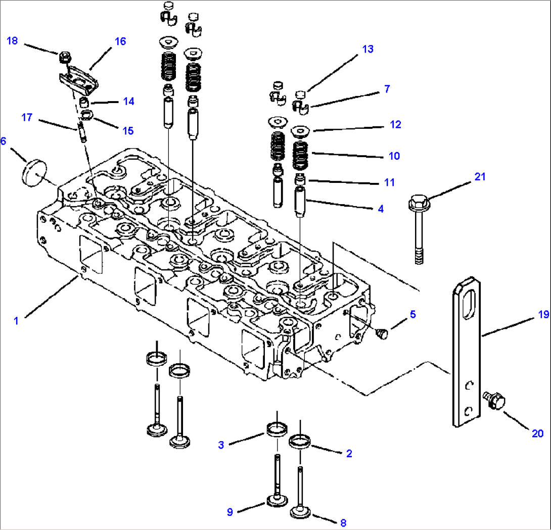 FIG. A0103-01A0 TIER I ENGINE - CYLINDER HEAD AND VALVE TRAIN