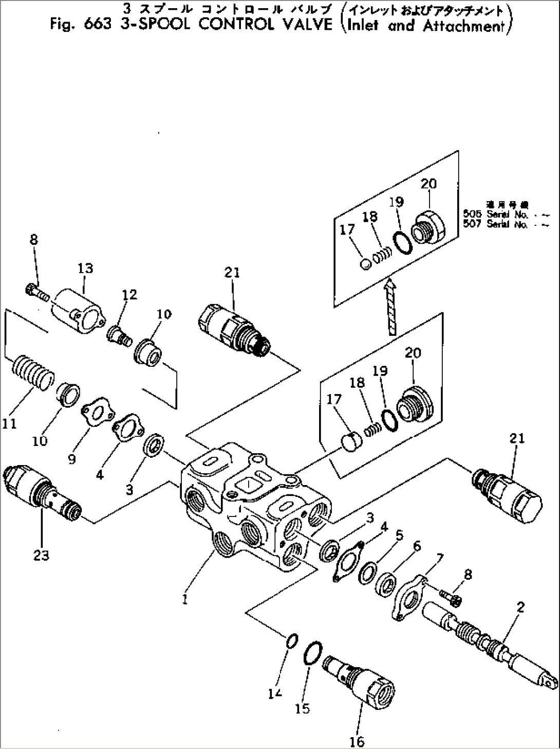 3-SPOOLS CONTROL VALVE (INLET AND ATACHMENT)