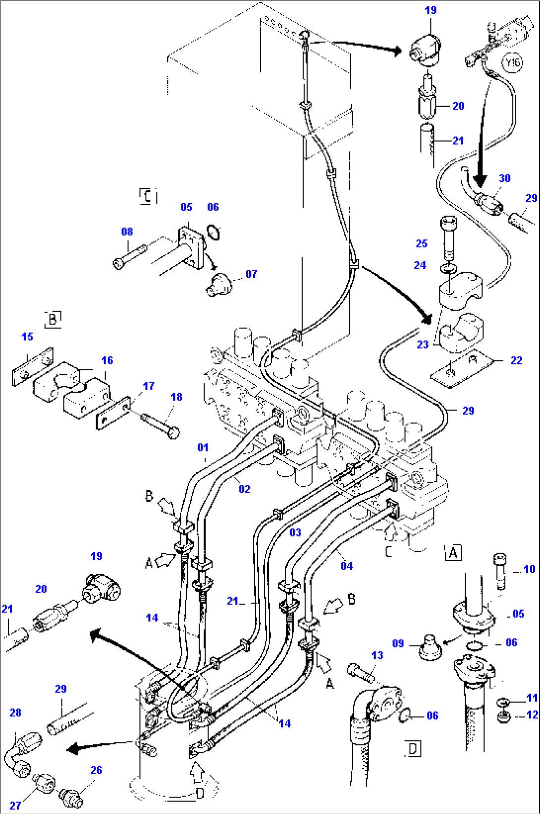 Pressure Lines, Main Control Blocks - Rotary Joint