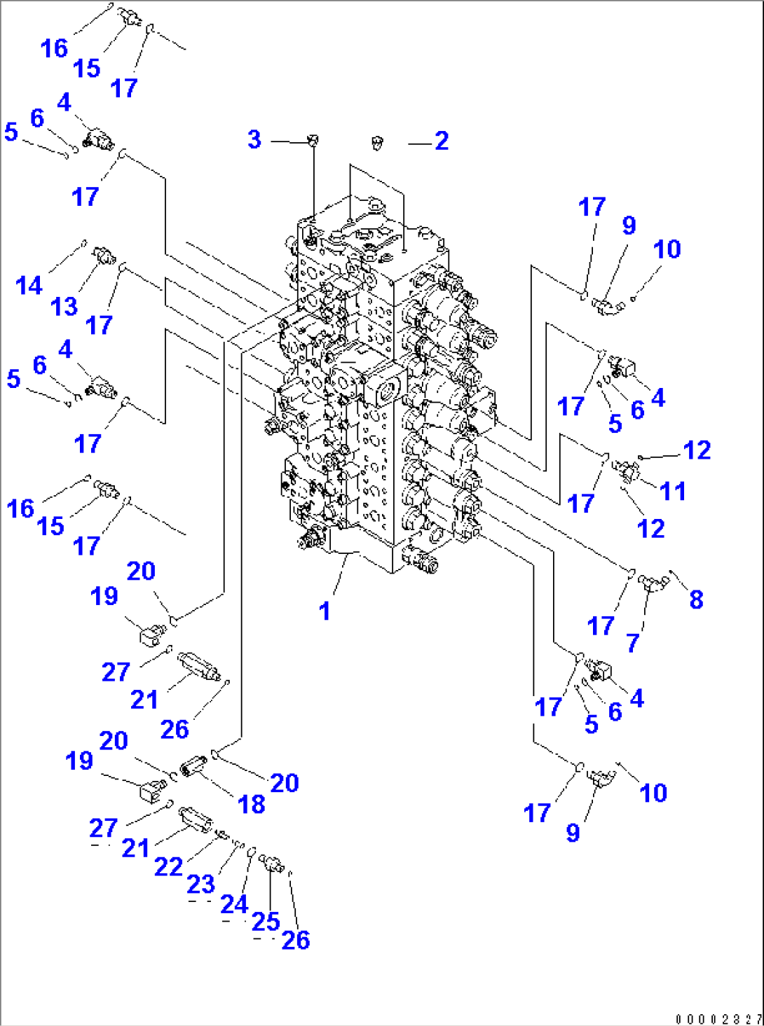 MAIN VALVE (CONNECTING PARTS) (1/2) (2 ACTUATOR)