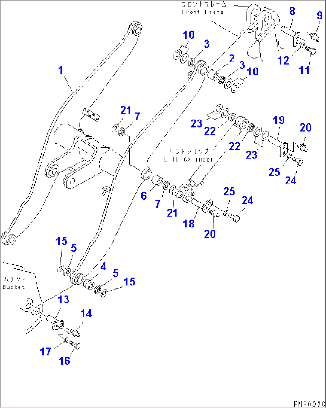 LIFT ARM (WITH FRONT ATTACHMENT) (WITH 5-SPOOL CONTROL VALVE)(#50001-)