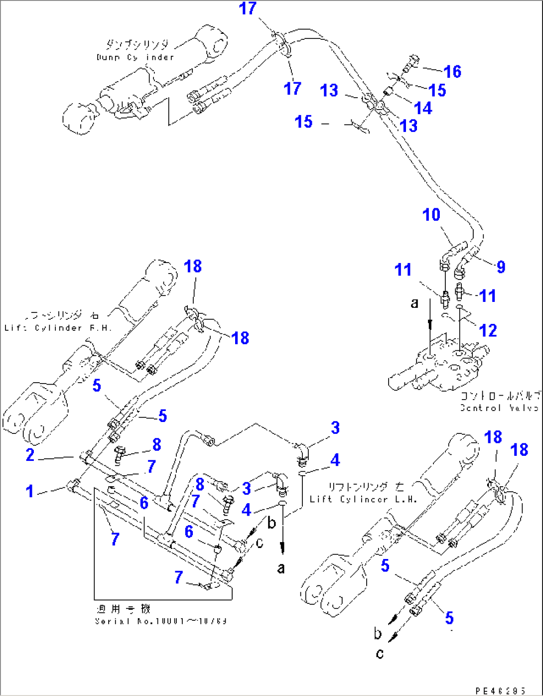 HYDRAULIC PIPING (RETURN LINE)(#10001-13800)