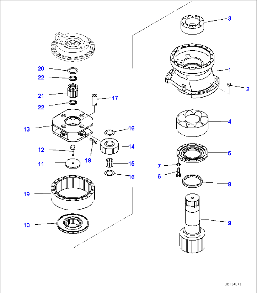 Swing Machinery and Motor, 1st Carrier and Gauge Support, Front (#65236-)