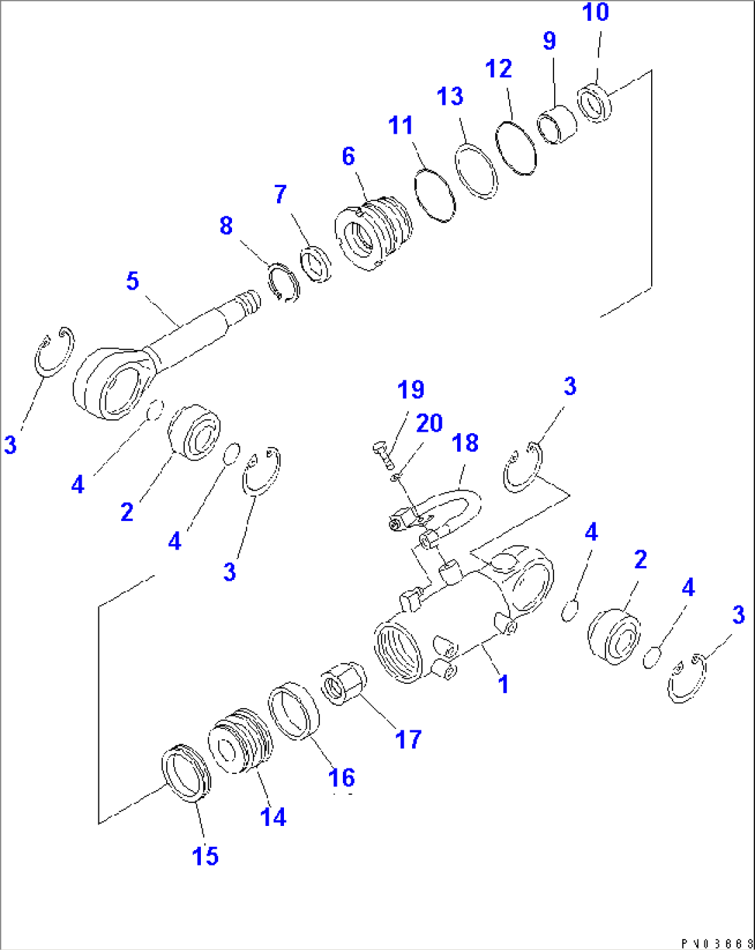 TILT CYLINDER (CYLINDER) (FOR POWER TILT MECHANICAL ANGLE)