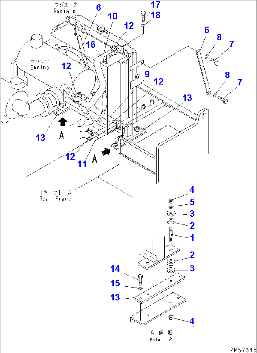 RADIATOR PIPING AND MOUNTING PARTS