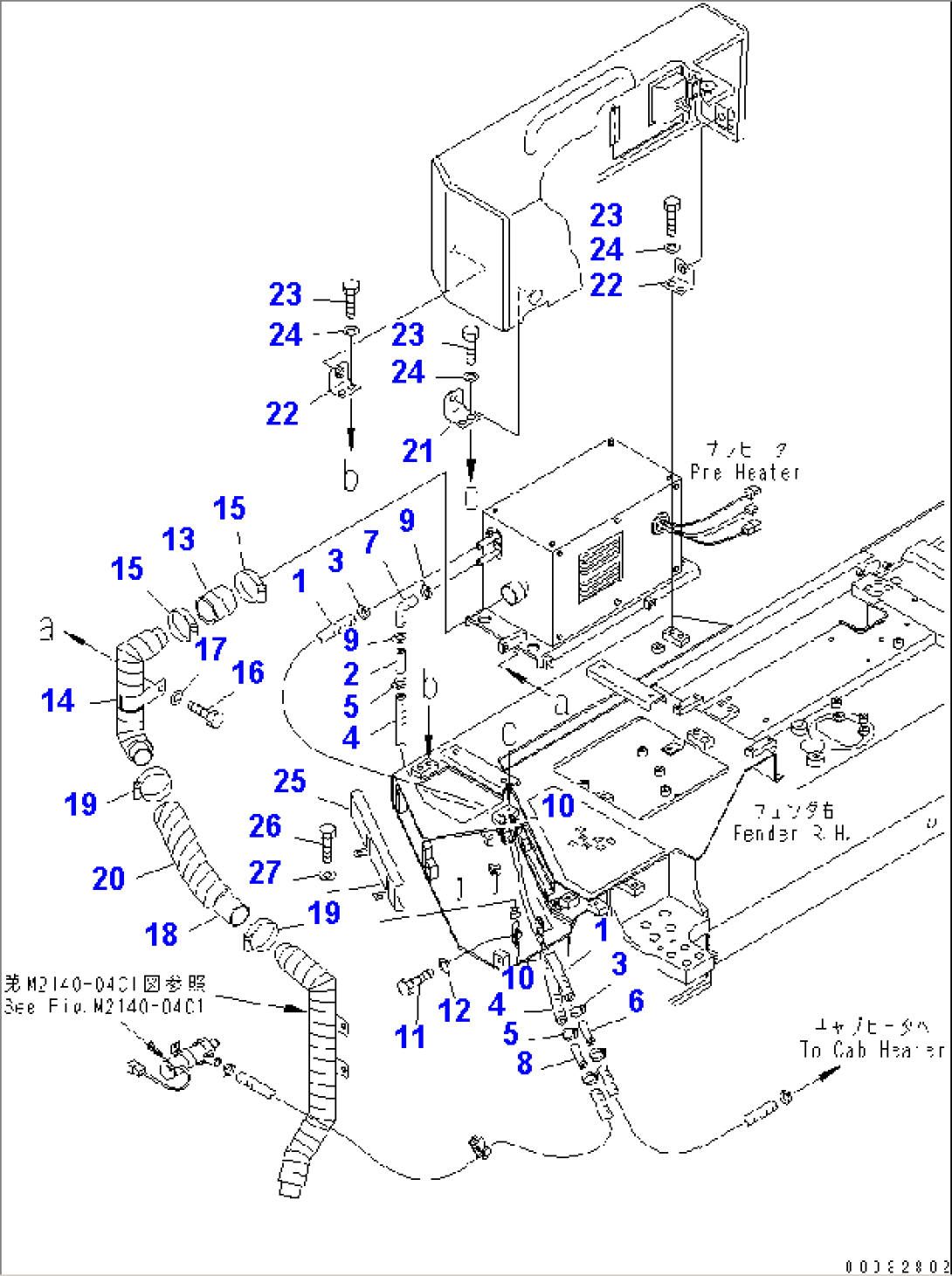 COOLANT PRE HEATER DUCT (FOR ADDITIONAL CAB HEATER) (COLD WEATHER (B) SPEC.)(#65275-)
