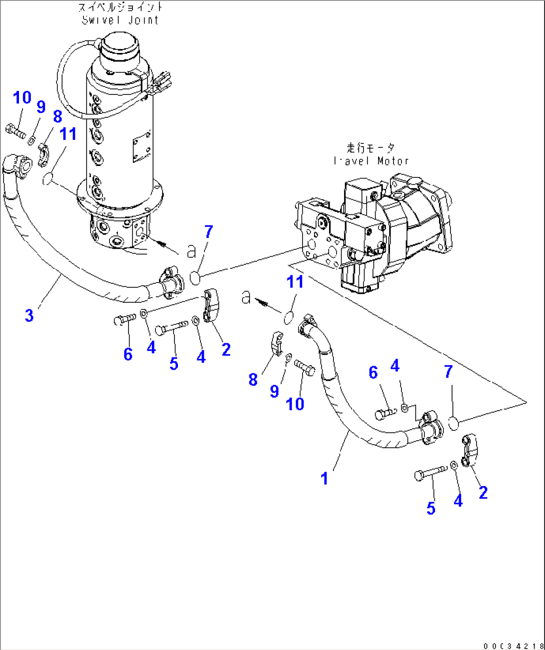 TRAVEL LINE (SWIVEL JOINT TO TRAVEL MOTOR)