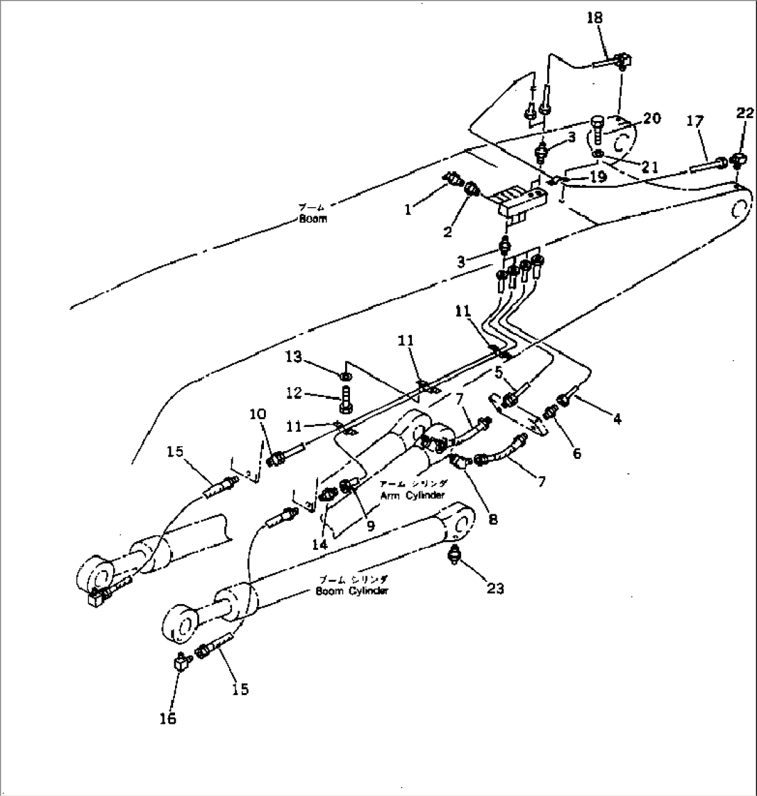 WORK EQUIPMENT LUBRICATION (BOOM SIDE)(#10001-10082)