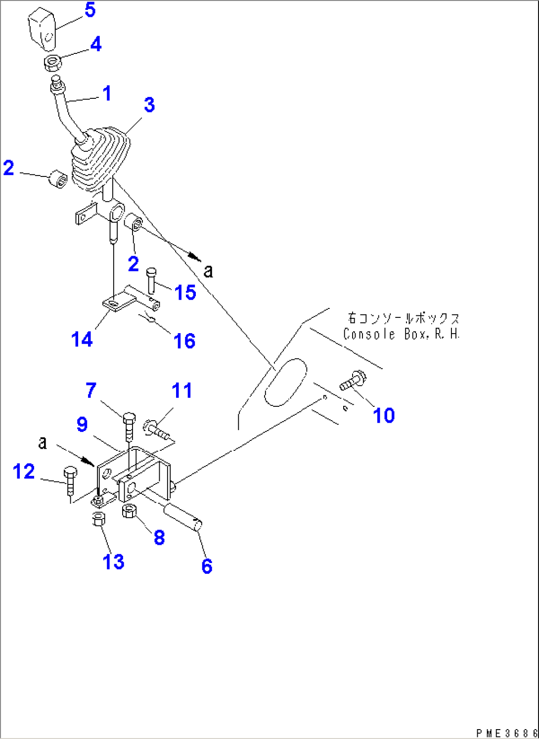 LOADER CONTROL (ATTACHMENT CONTROL LEVER) (WITH 3-SPOOL CONTROL VALVE)(#53001-54094)