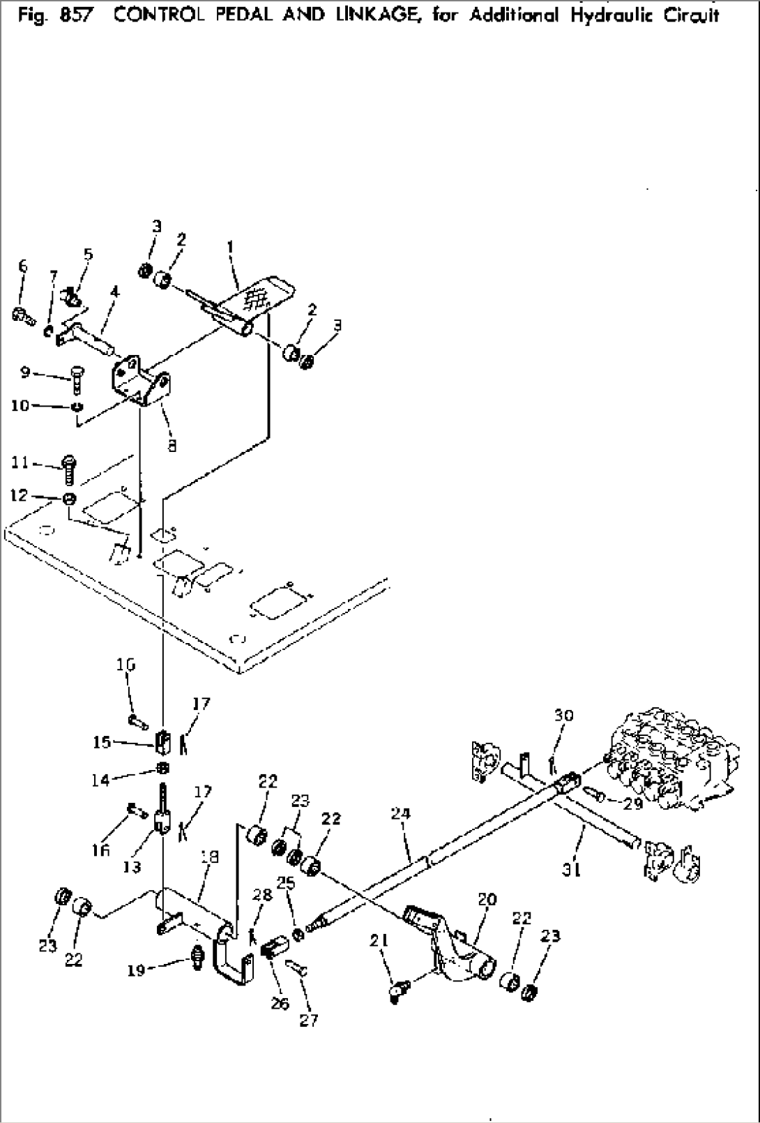 CONTROL PEDAL AND LINKAGE FOR ADDITIONAL HYDRAULIC CIRCUIT