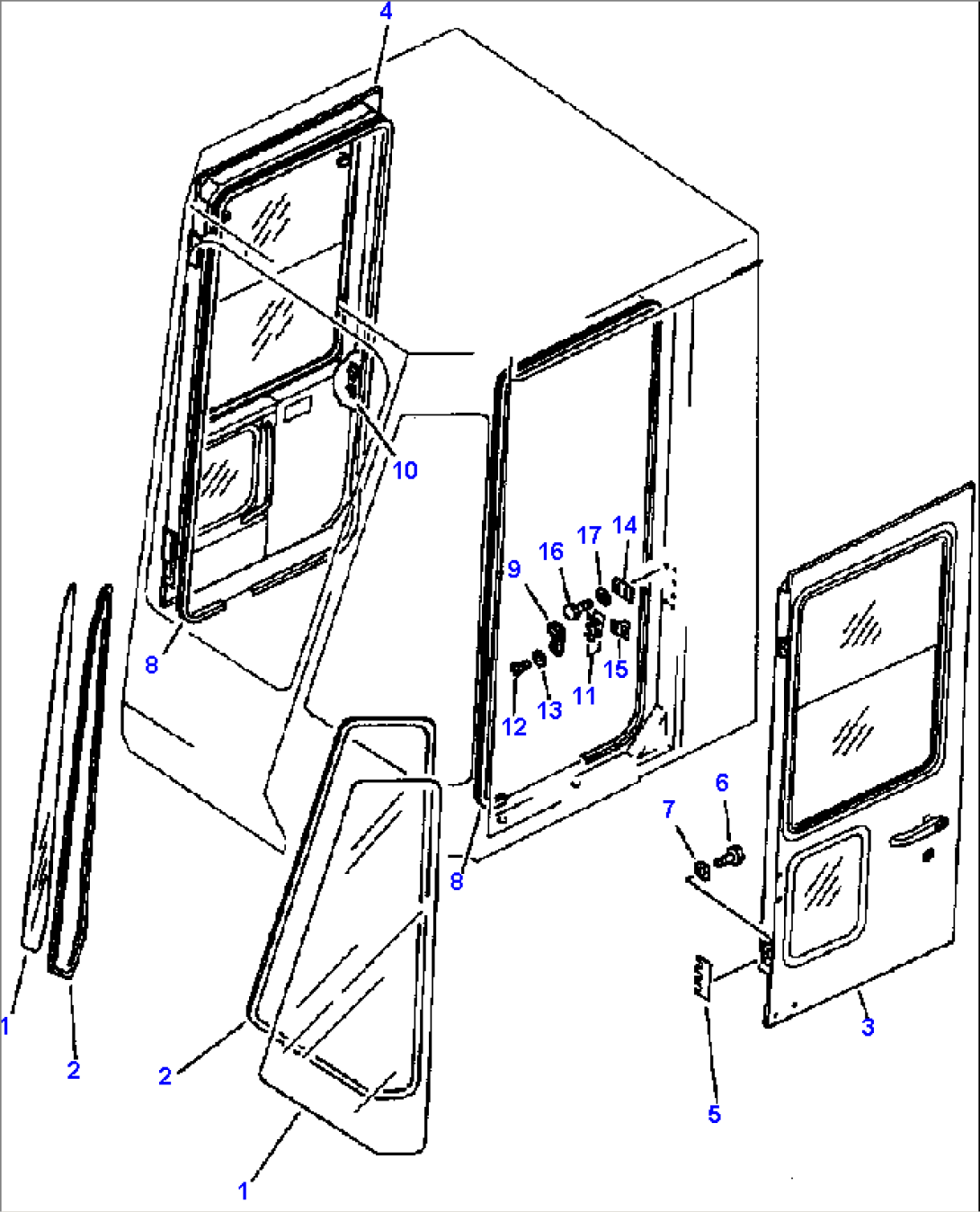 ROPS CAB (FRONT WINDOWS AND DOORS)