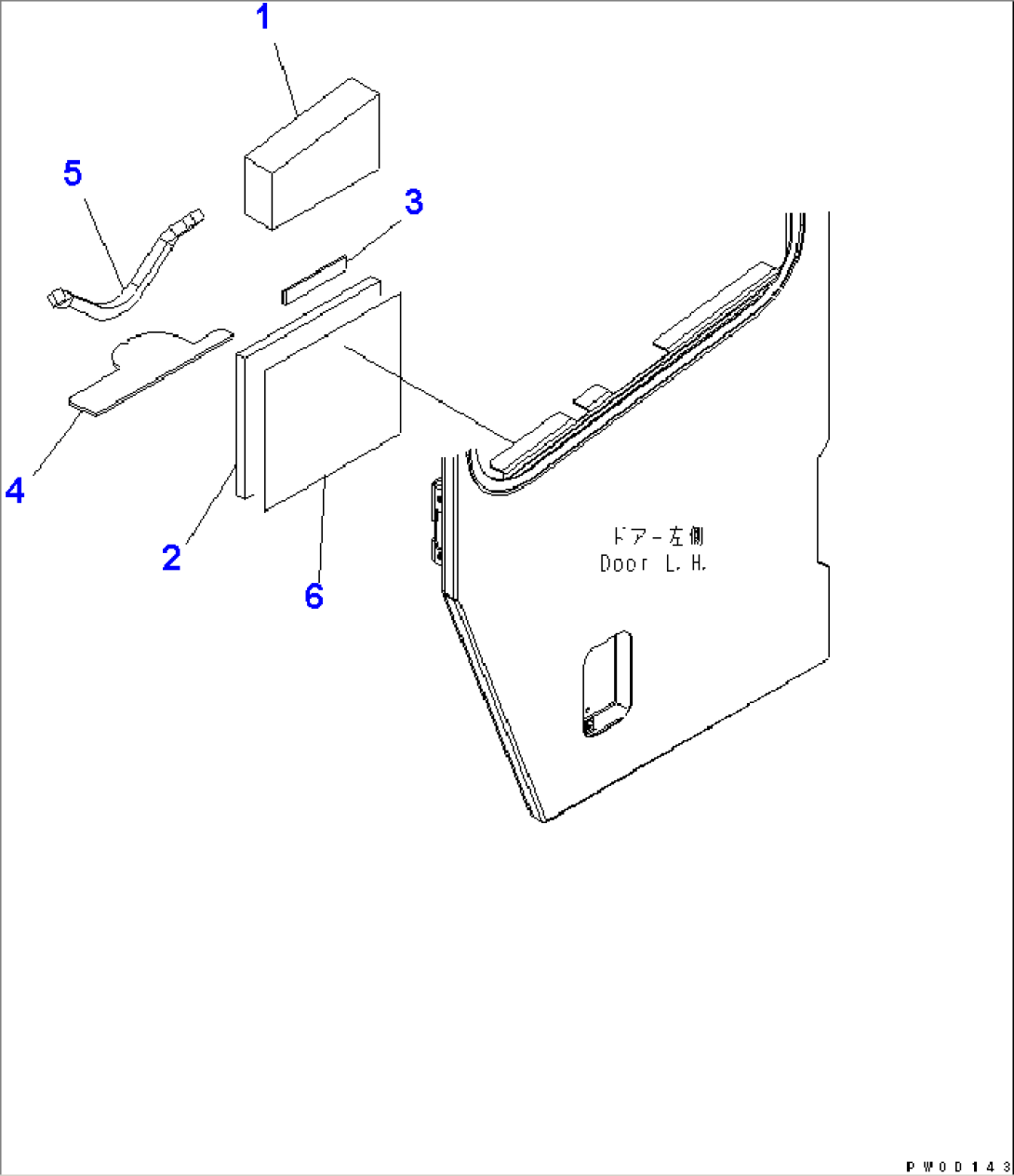 ROPS CAB (DOOR SHEET¤ L.H.)(#A37001-A37046)