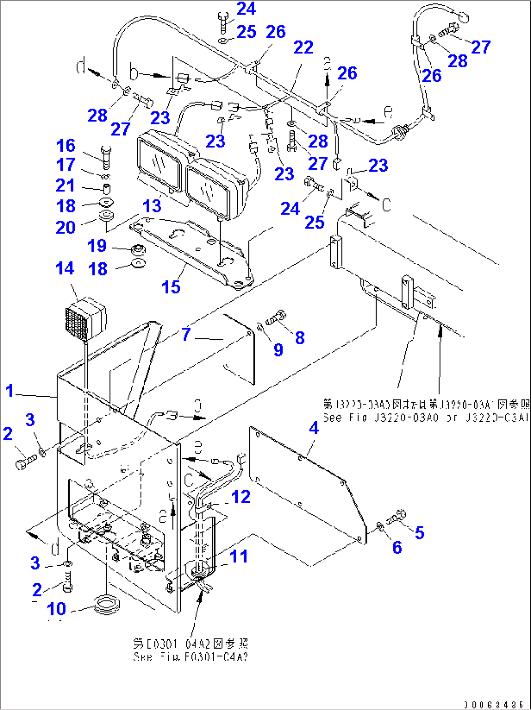 FRONT LAMP (R.H.) (FOR FOG LAMP AND BEACON LAMP)(#7001-)