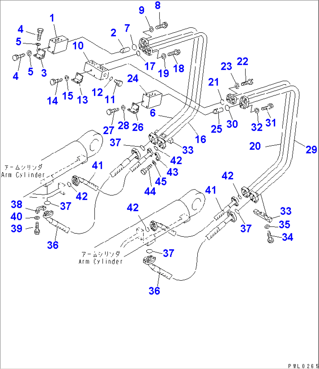 WORK EQUIPMENT (PIPING) (ARM CYLINDER LINES) (FOR LOADER)