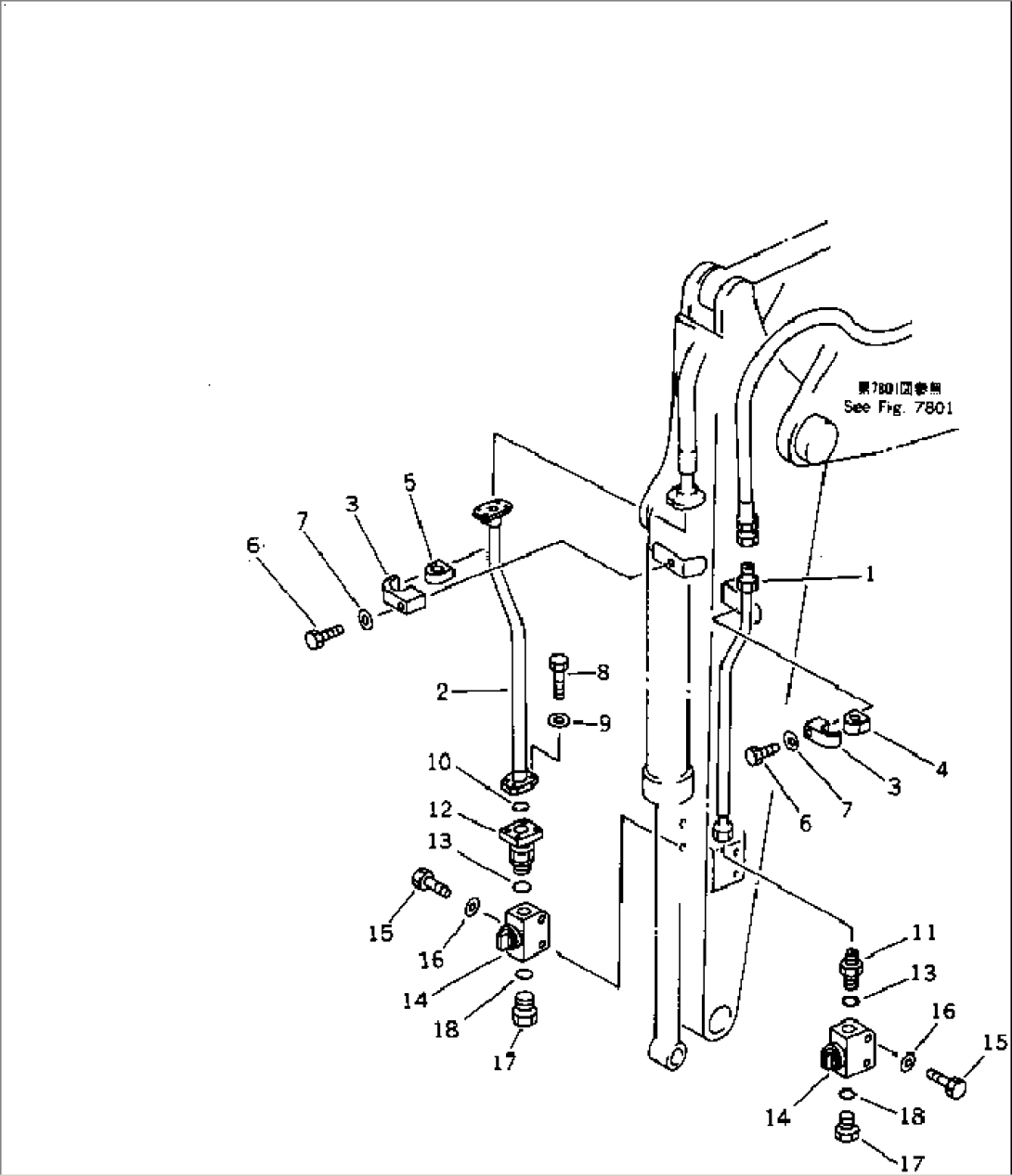 HYDRAULIC PIPING (ATTACHMENT LINE) (HOE SIDE) (2/2)