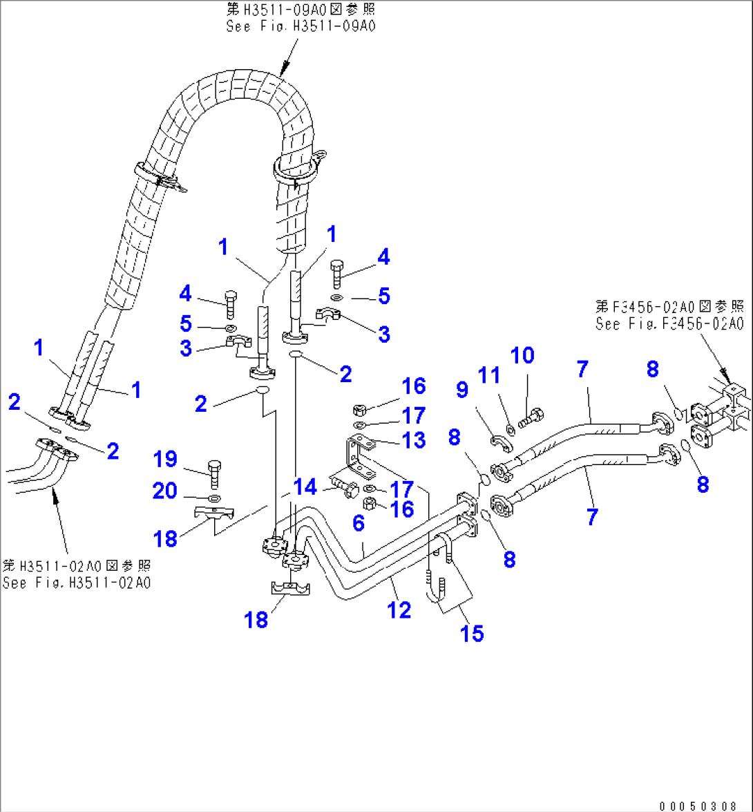 BRAKE COOLING PIPING (BRAKE LINE¤ REAR FRAME SIDE¤ 1/2)(#2001-)