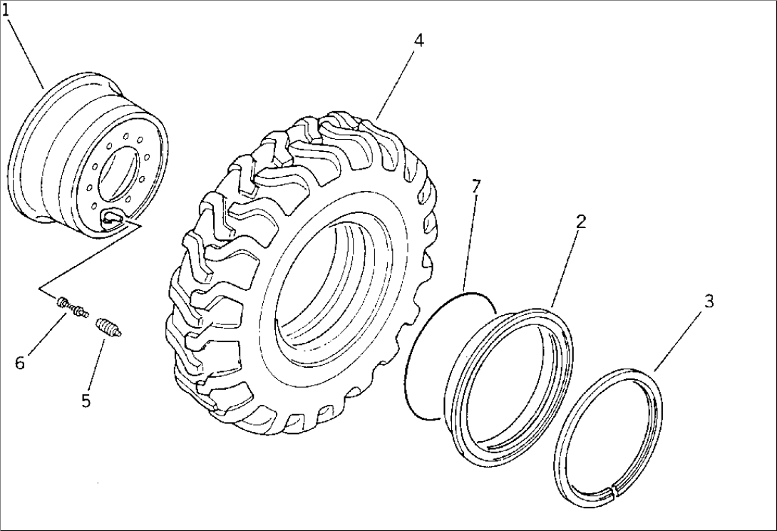 WHEEL AND TUBELESS TIRE