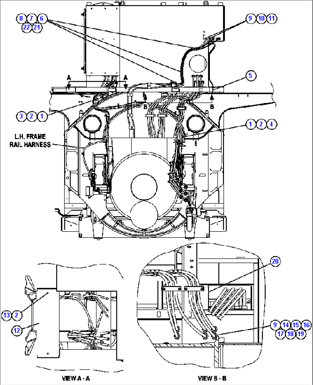 POWER CABLE ROUTING (REAR VIEW)