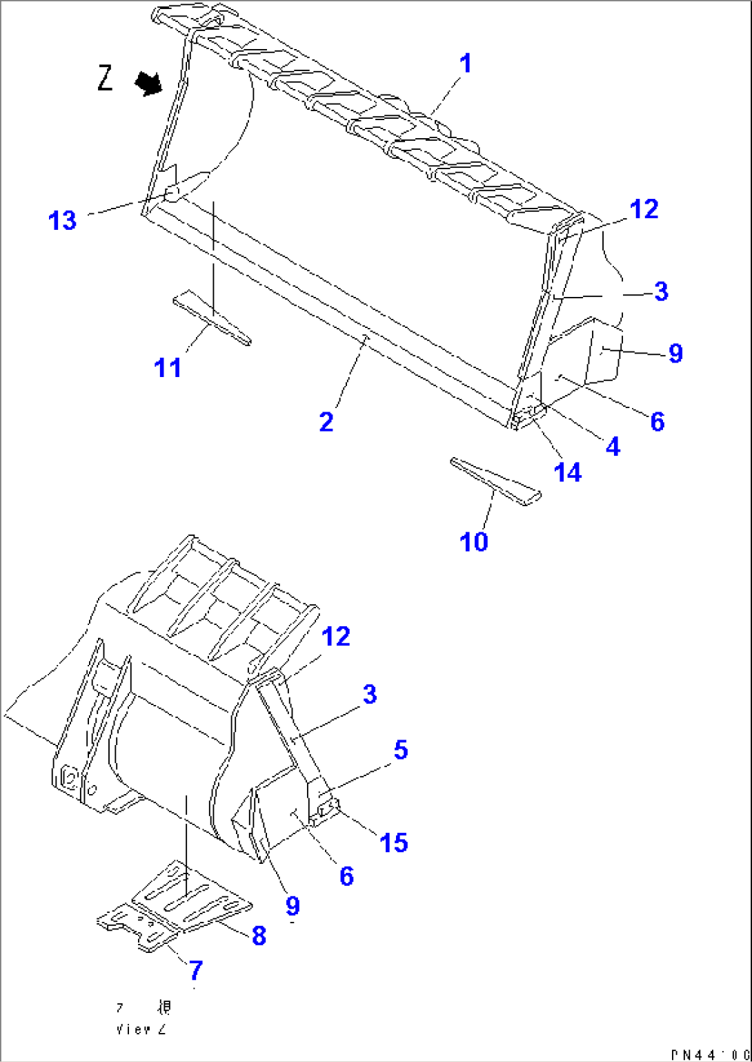 BUCKET¤ 10.5M3 (WITHOUT TOOTH) (HEAVY DUTY)