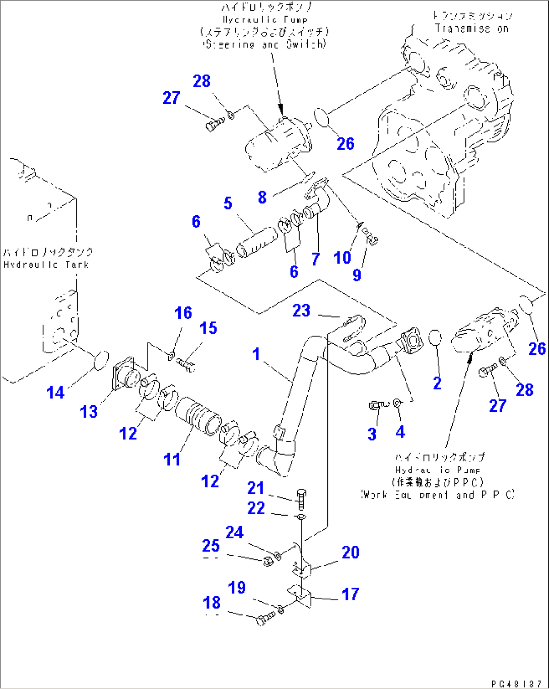 HYDRAULIC PIPING (SUCTION LINE)(#50001-)